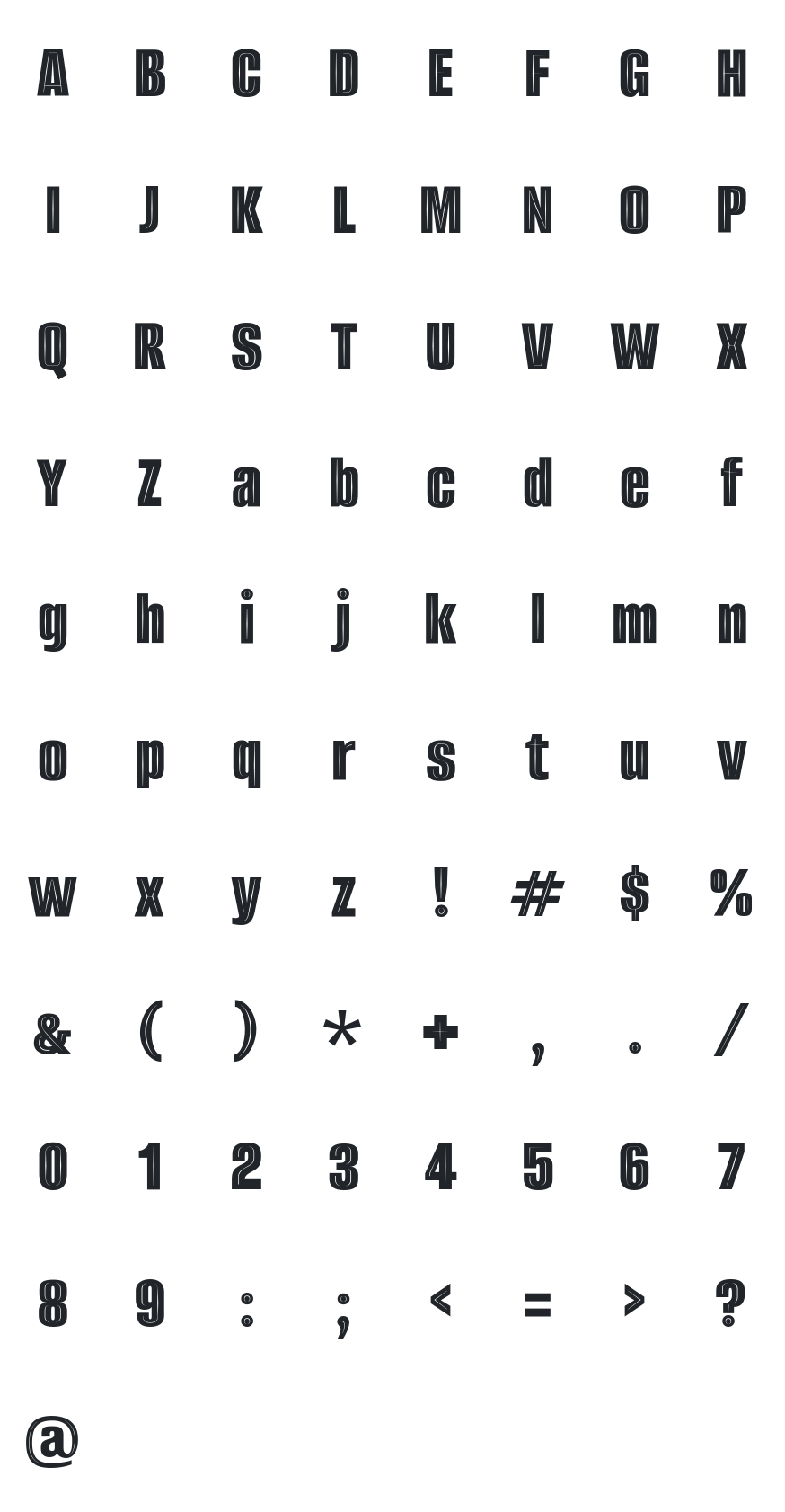 Alumni Sans Inline One Font Glyph Map