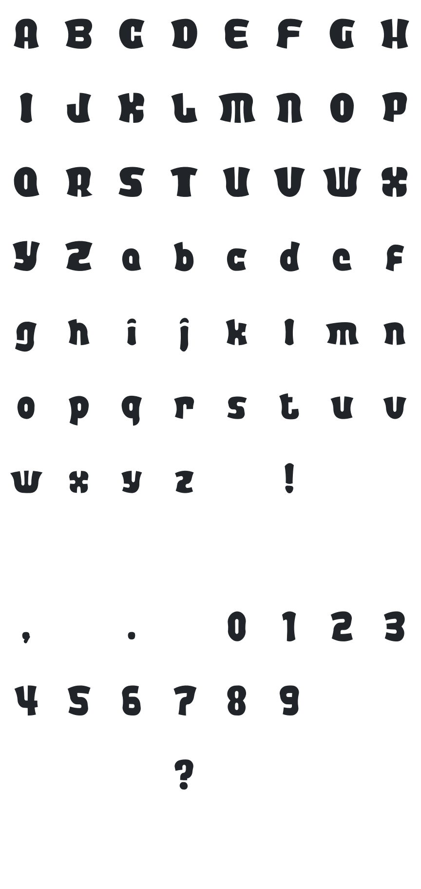 FF Casper Bold Font Glyph Map
