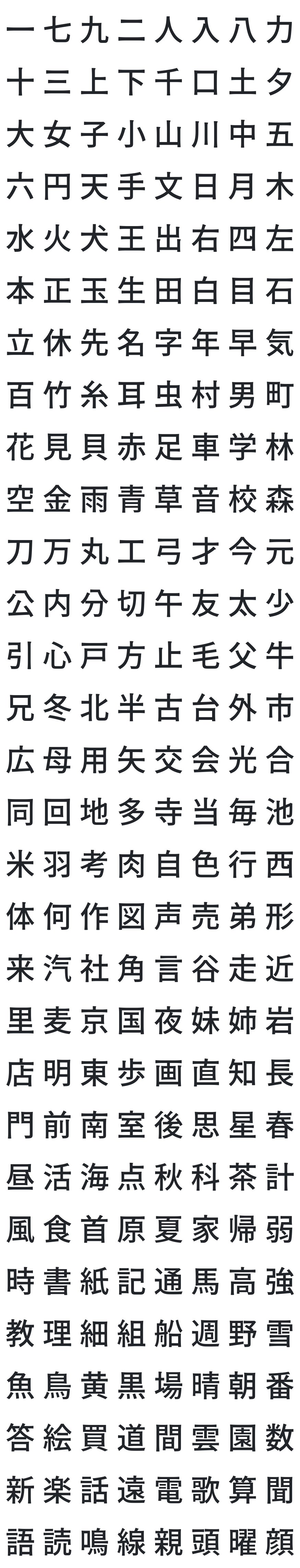 Shippori Antique Font Glyph Map (Kanji)