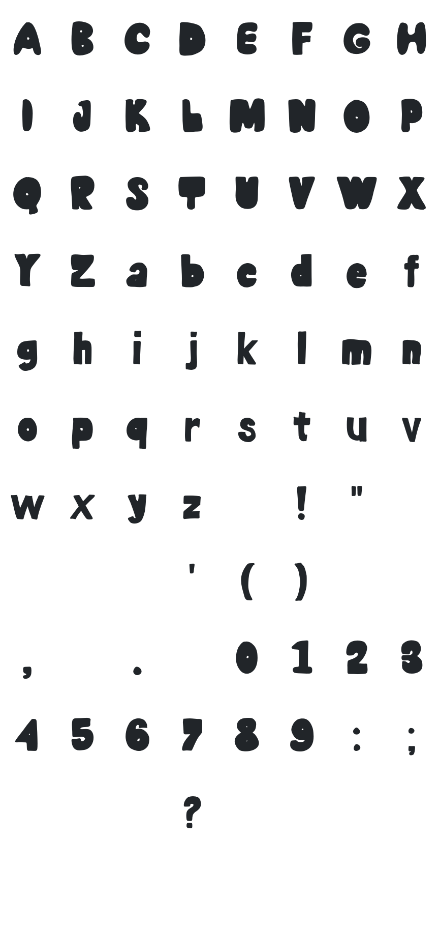Hugest Font Glyph Map